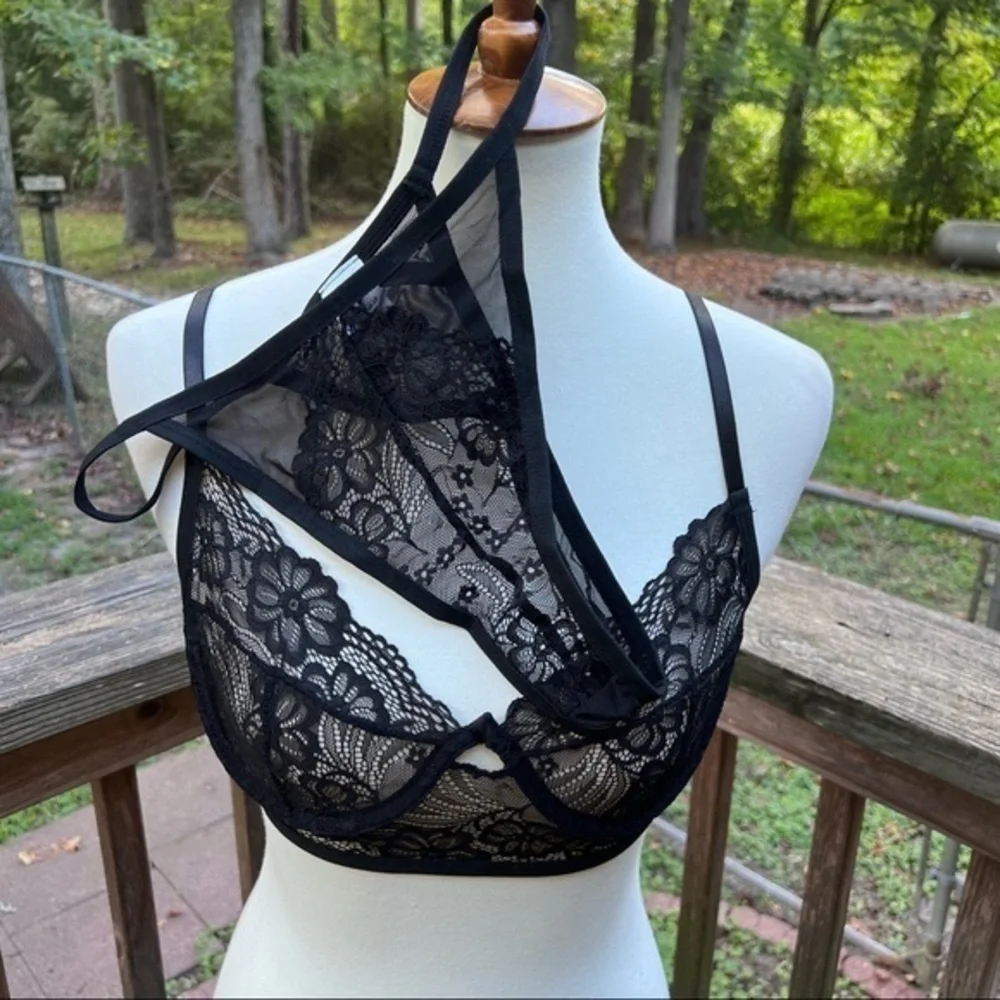 Black lace bra and panty set